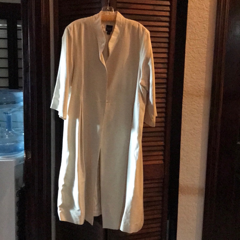 Eileen Fisher Ivory Silk long coat